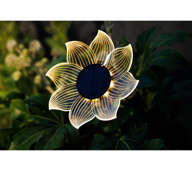 Jennings Set of 2 Solar Standing Fibre Flower Stakes — View 9