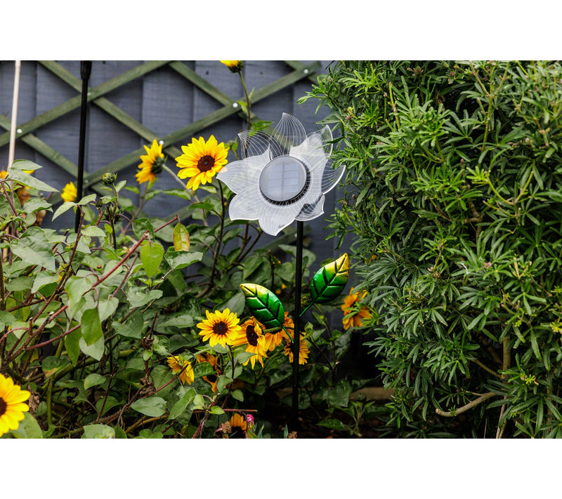 Jennings Set of 2 Solar Standing Fibre Flower Stakes — View 8