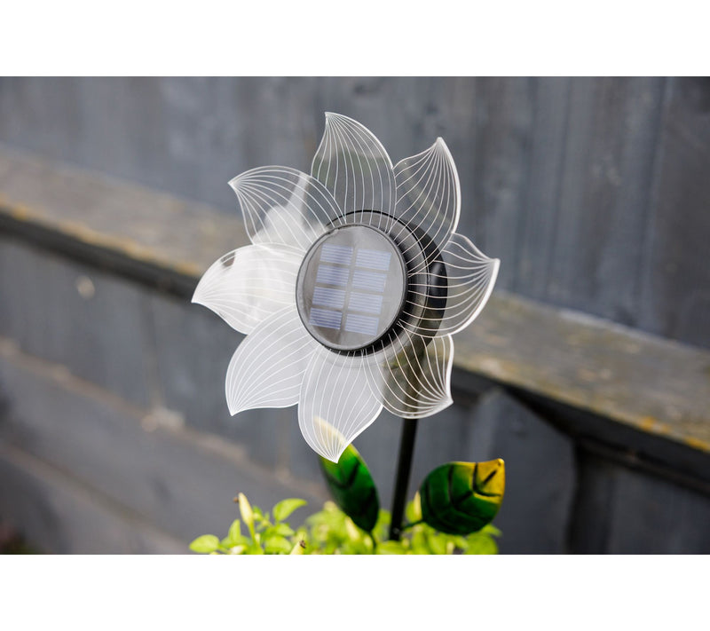 Jennings Set of 2 Solar Standing Fibre Flower Stakes — View 7
