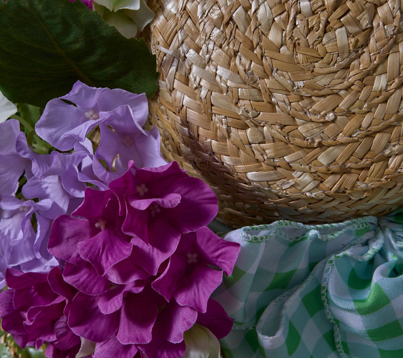 Girl Next Door By Carolyn Gracie 18" Faux Hydrangea Hat Wreath — View 2