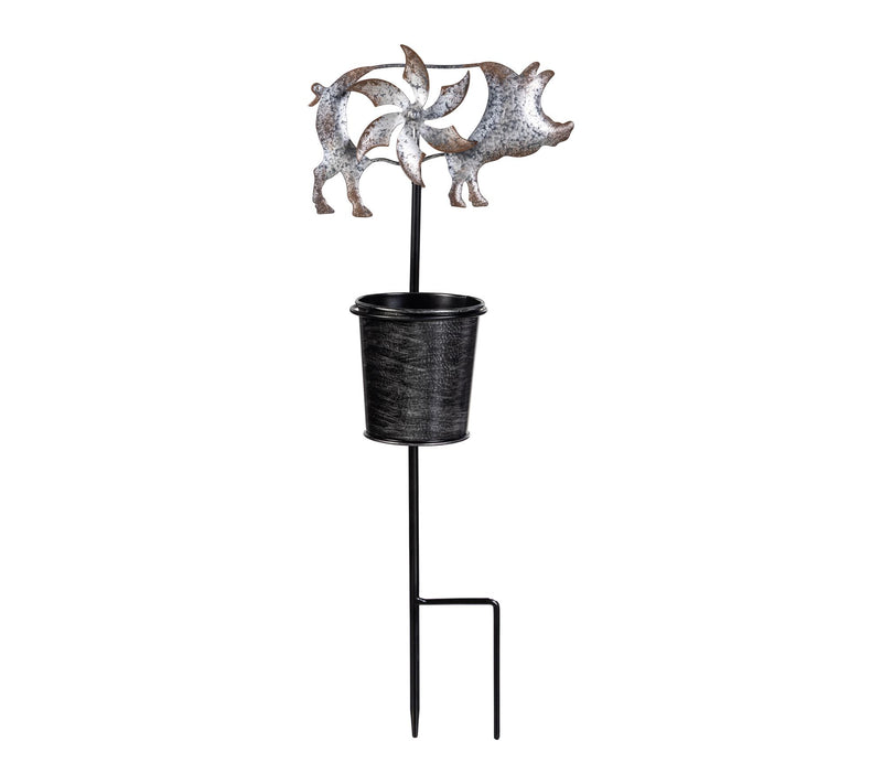 Plow & Hearth Set of 3 Barnyard Animal Stakes w/ Mini Spinners — View 5