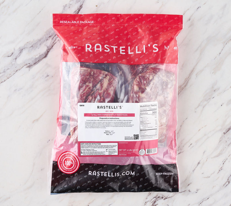 Rastelli's (4) 8-oz Black Angus Flat Iron Steaks — View 2