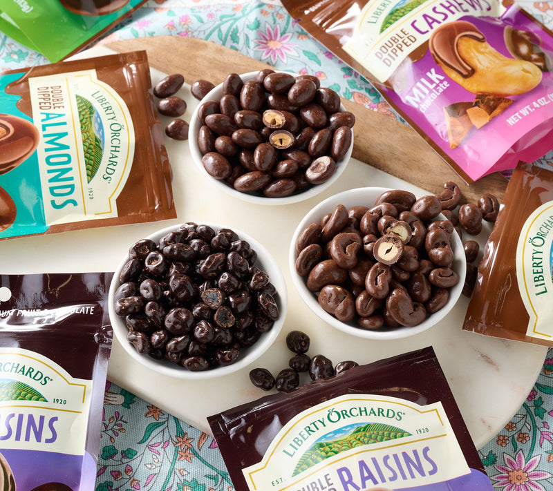 Liberty Orchard (6) 4oz Bags of Chocolate Covered Nuts or Raisins — Main view