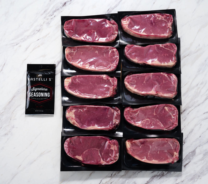 Rastelli's (10) 8-oz Reserve Black Angus NY Strip Steaks — View 2