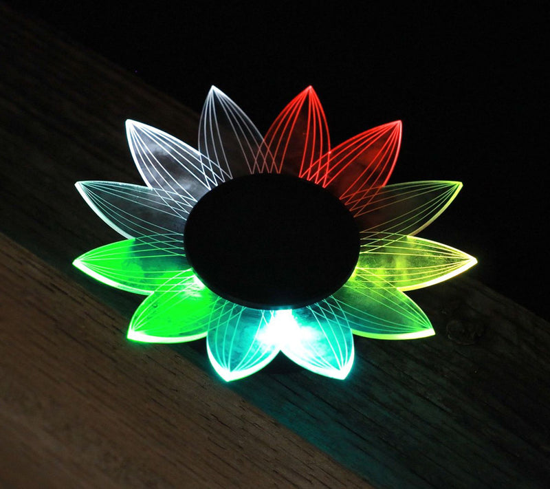 "As Is" Jenning Set (3) XL Acrylic Flower Color Solar Lights — View 2
