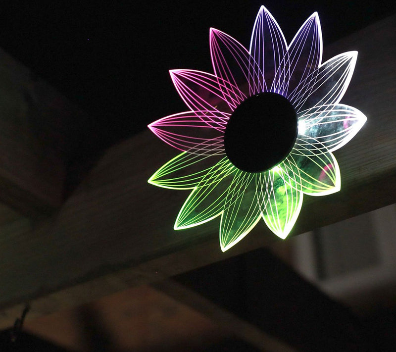 "As Is" Jenning Set (3) XL Acrylic Flower Color Solar Lights — View 5