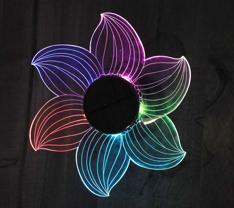 "As Is" Jenning Set (3) XL Acrylic Flower Color Solar Lights — View 4