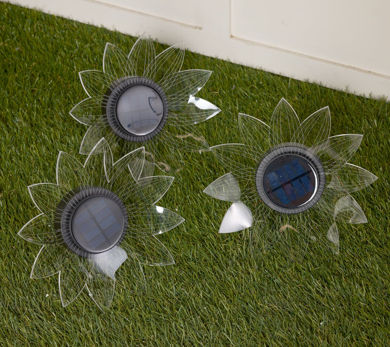 "As Is" Jenning Set (3) XL Acrylic Flower Color Solar Lights — View 8