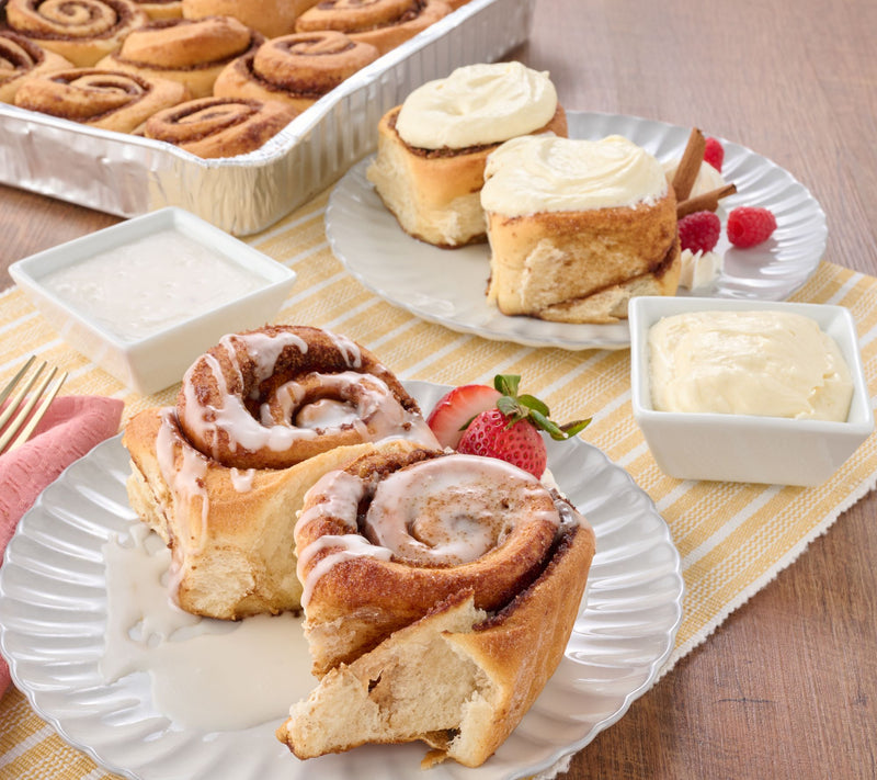 CinnaMom Bakery (12) 6oz Cinnamon Rolls in Pan with Frosting — Main view