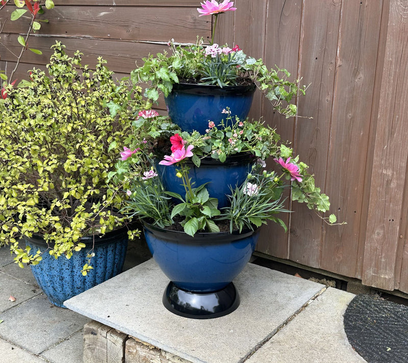 "As Is" Jennings Faux Ceramic Speckled 3 Stack Planter — View 3