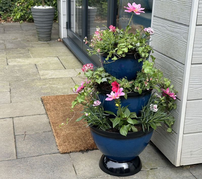 "As Is" Jennings Faux Ceramic Speckled 3 Stack Planter — View 4
