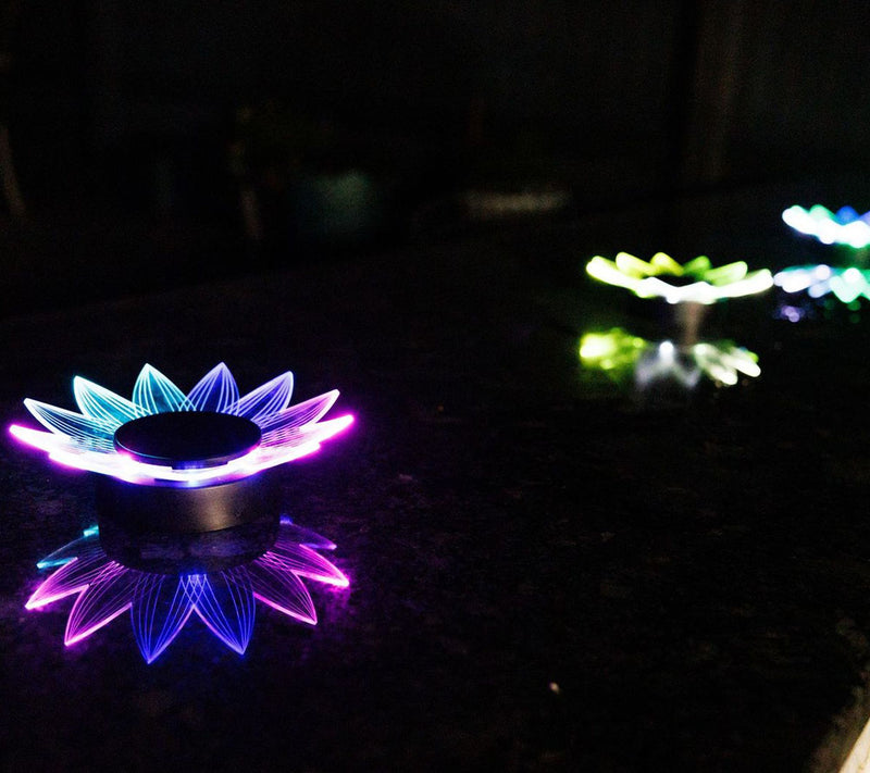 "As Is" Jennings Set of 4 Fiber Effect Acrylic Flower Solar Light Set — View 4