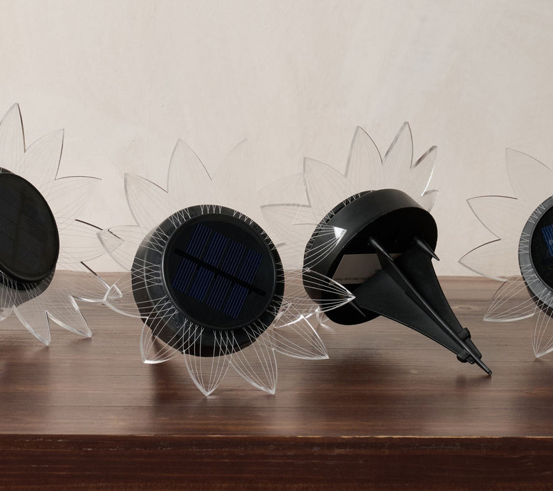 "As Is" Jennings Set of 4 Fiber Effect Acrylic Flower Solar Light Set — Main view