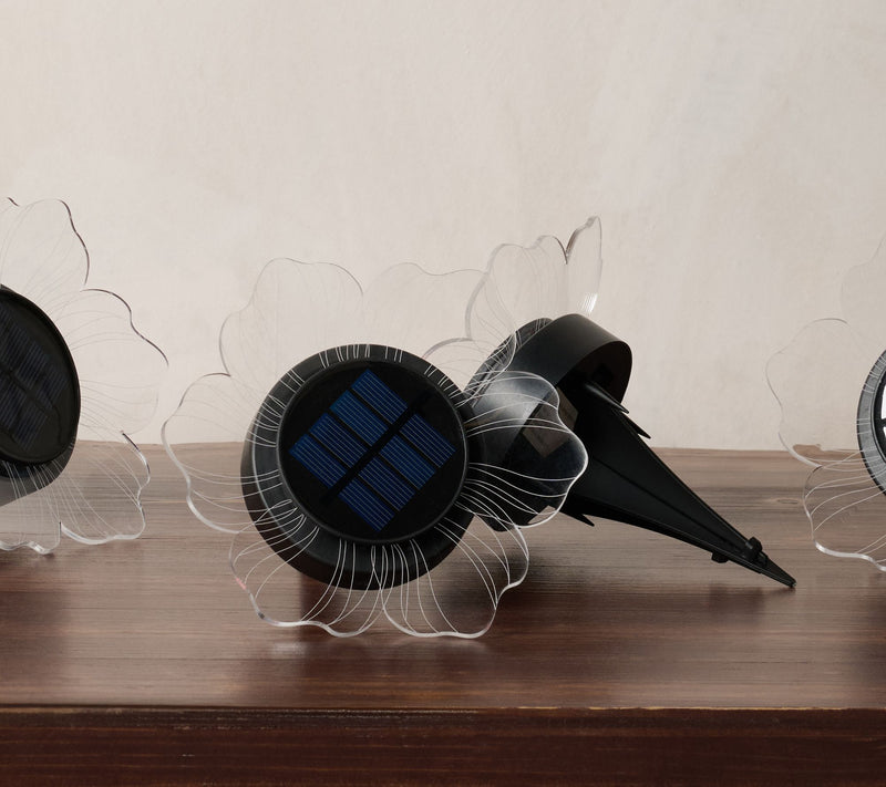 "As Is" Jennings Set of 4 Fiber Effect Acrylic Flower Solar Light Set — View 12