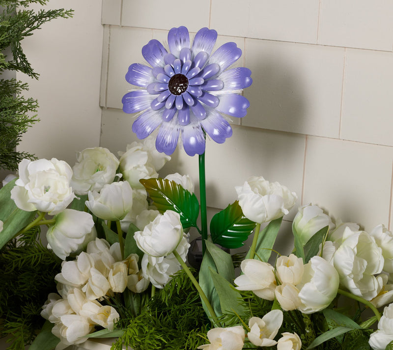 "As Is" Jennings Fiber Optic Solar Metal Flower Stake — View 9
