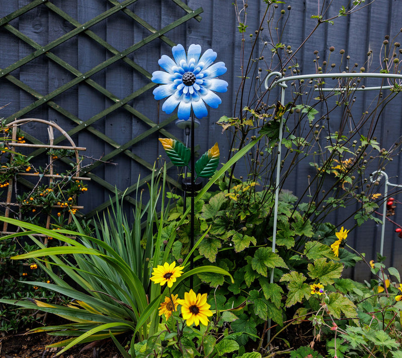 "As Is" Jennings Fiber Optic Solar Metal Flower Stake — View 4