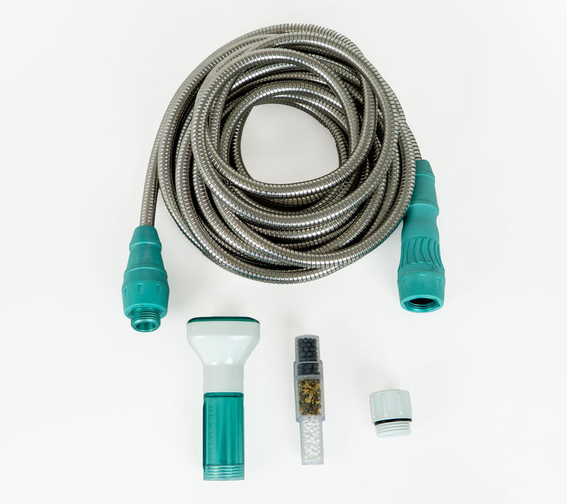 "As Is" Bernini 60' Expandable Metal Hose with Filtered Hose Nozzle — Main view