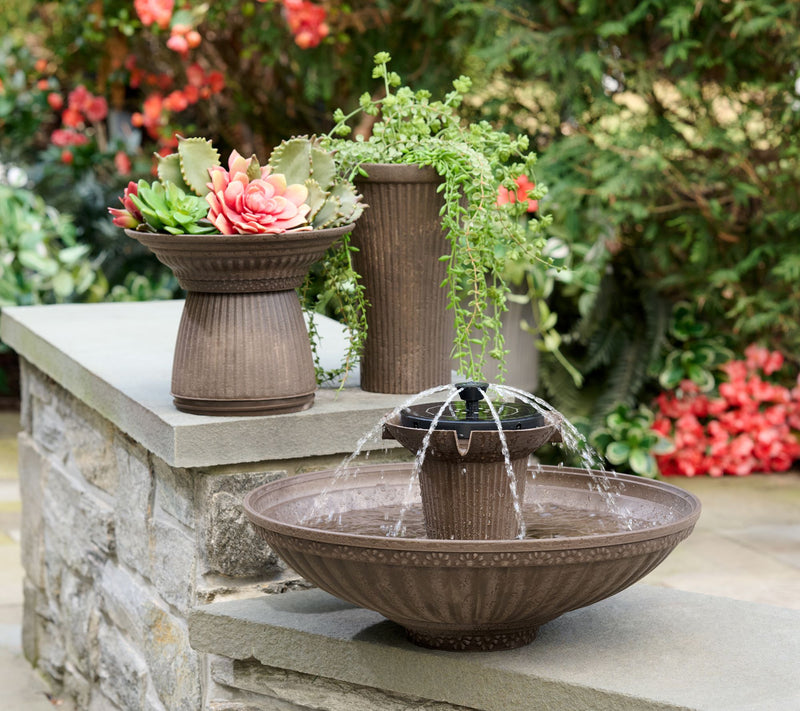 "As Is" Bernini 28" Firmastone Ventosa Solar LED Illuminated 6-in-1 Fountain — View 7