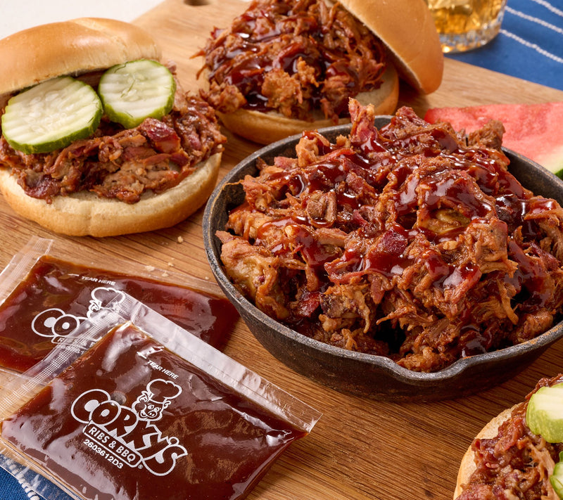 Corky's BBQ 4-lbs Pulled Pork or Chicken With BBQ Sauce — View 5