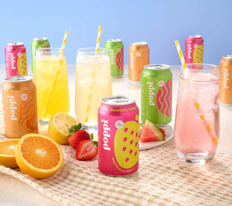 Poppi (12) 12-oz Cans 5g Sugar Soda Summer Fruit Variety — Main view