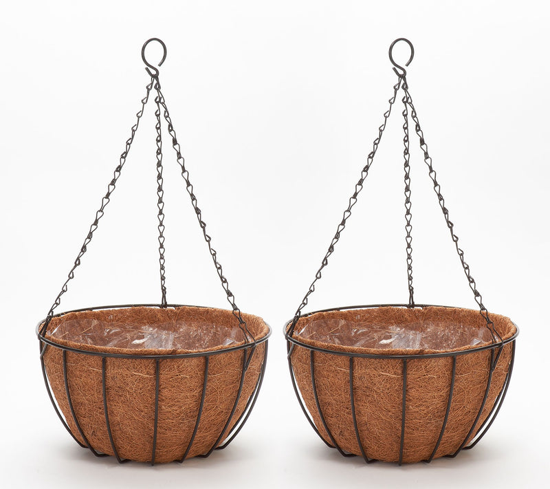 Roberta's Set of 2 Hanging Wire Baskets w/ Coco Liner & Chain — Main view