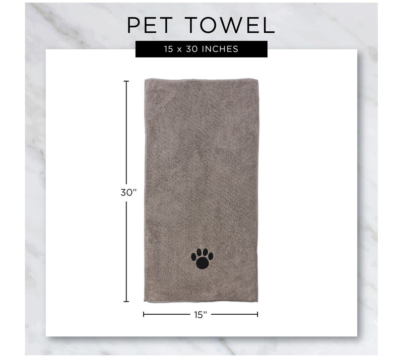 Bone Dry Embroidered Paw Pet Towel 15" x 30" Set of 3 — View 12