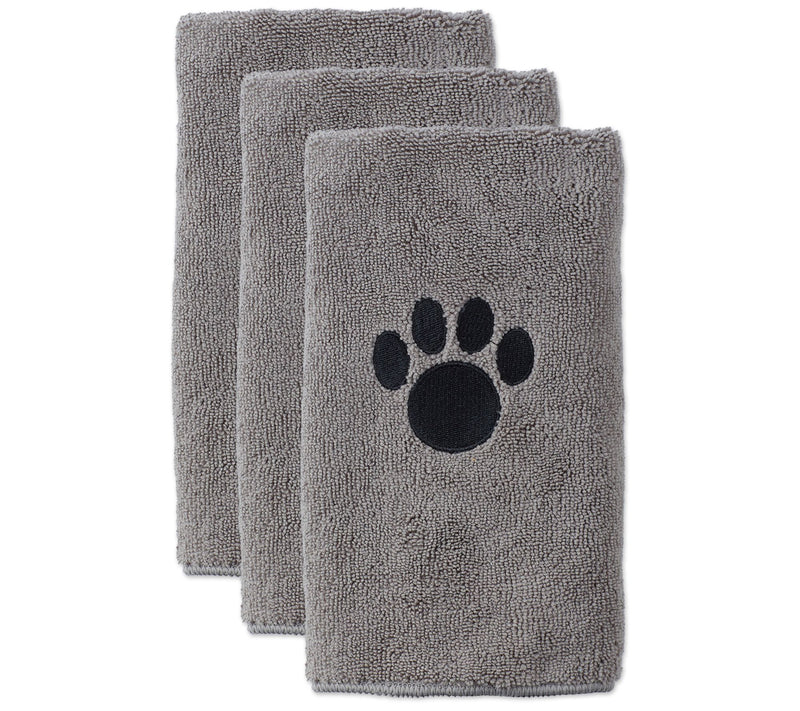 Bone Dry Embroidered Paw Pet Towel 15" x 30" Set of 3 — View 5