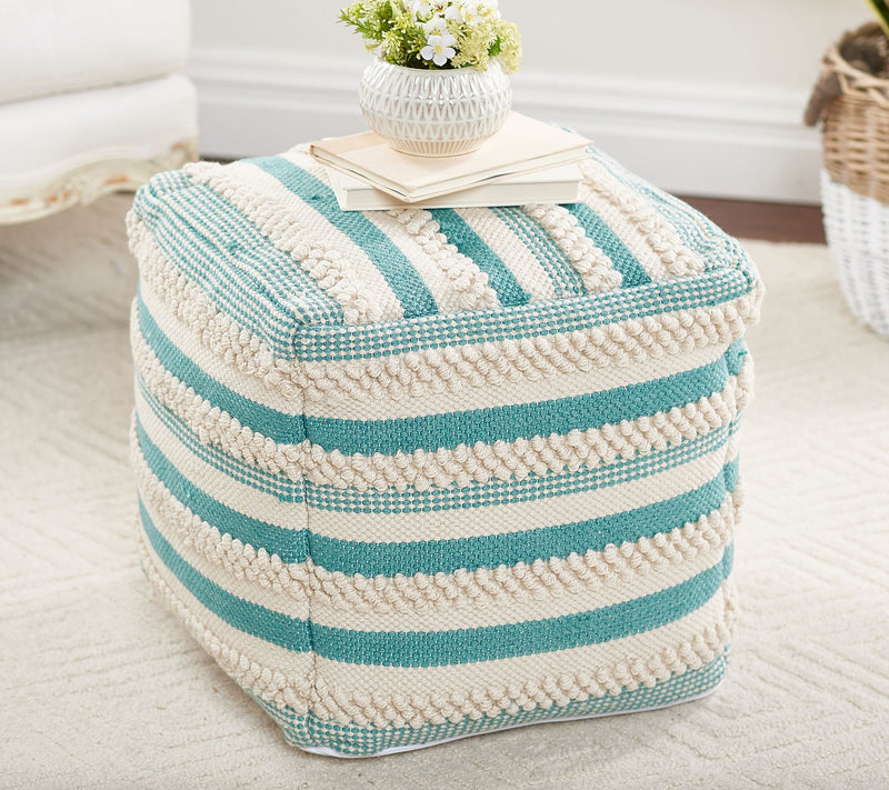 Barbara King Indoor/Outdoor Textured Striped Pouf Ottoman — View 3