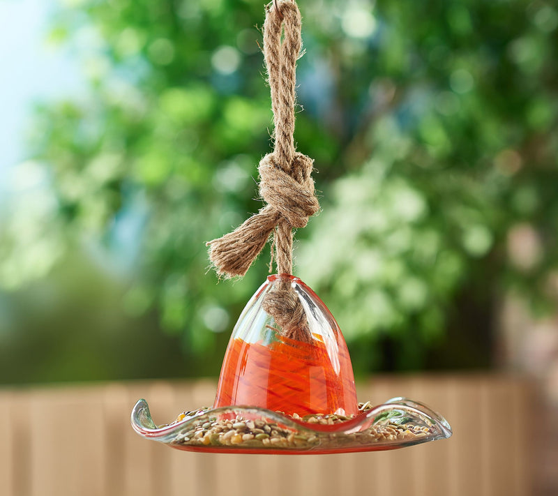 Barbara King Hanging Art Glass Bird Feeder Dish — View 8