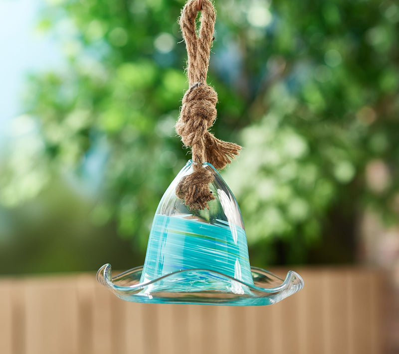 Barbara King Hanging Art Glass Bird Feeder Dish — View 7