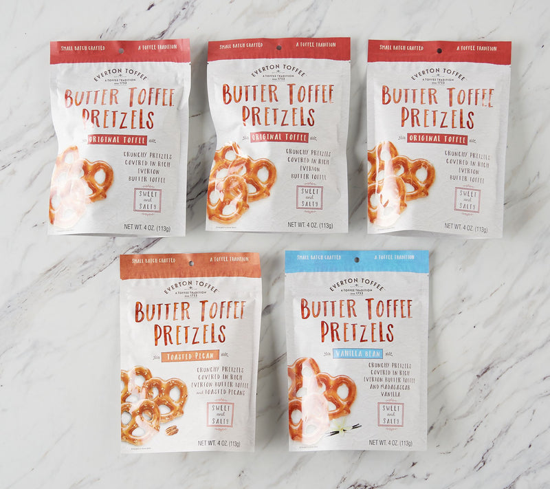 Everton Toffee (5) 4oz Bags Original Recipe Butter Toffee Pretzels — View 2