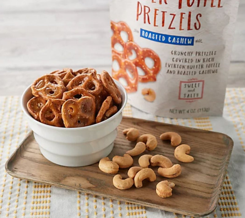 Everton Toffee (10) 4-oz Bags Roasted Cashew To ffee Pretzels — View 2