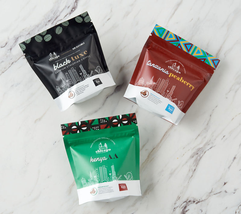 Chicago French Press Diaspora Bundle (3) 3oz Bags Ground Coffee — View 2