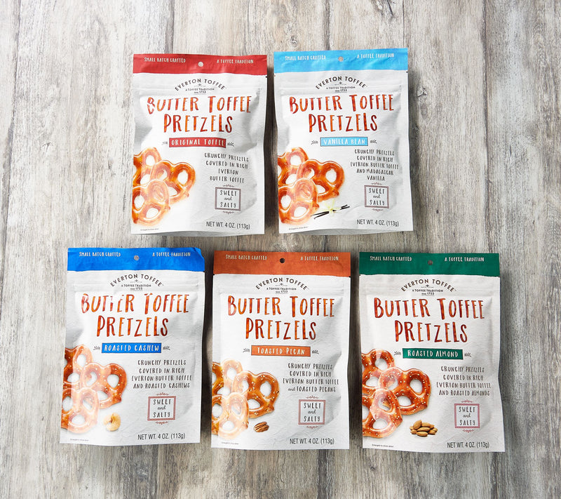 Everton Toffee (5) 4-oz Bags of Sweet & Savory Butter Toffee Pretzels — View 2