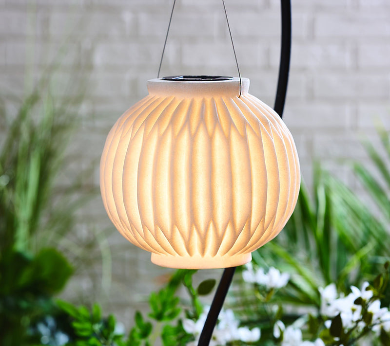 Viva Terra Zen Solar Hanging Ribbed Lantern — Main view