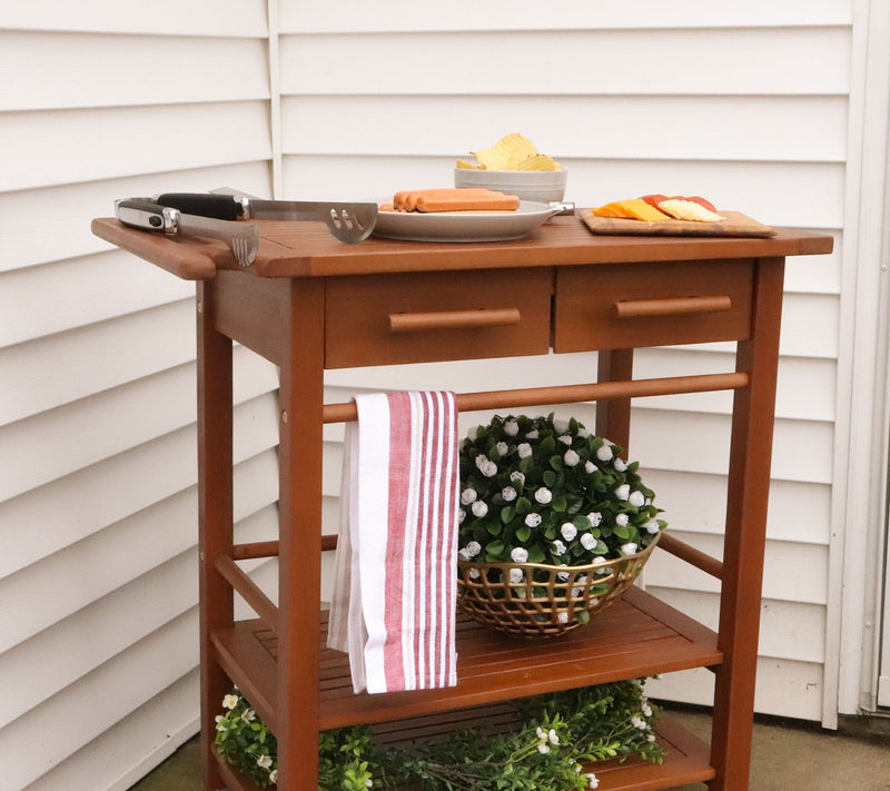 Compass Home Eucalyptus Wood Rolling Cart — View 10