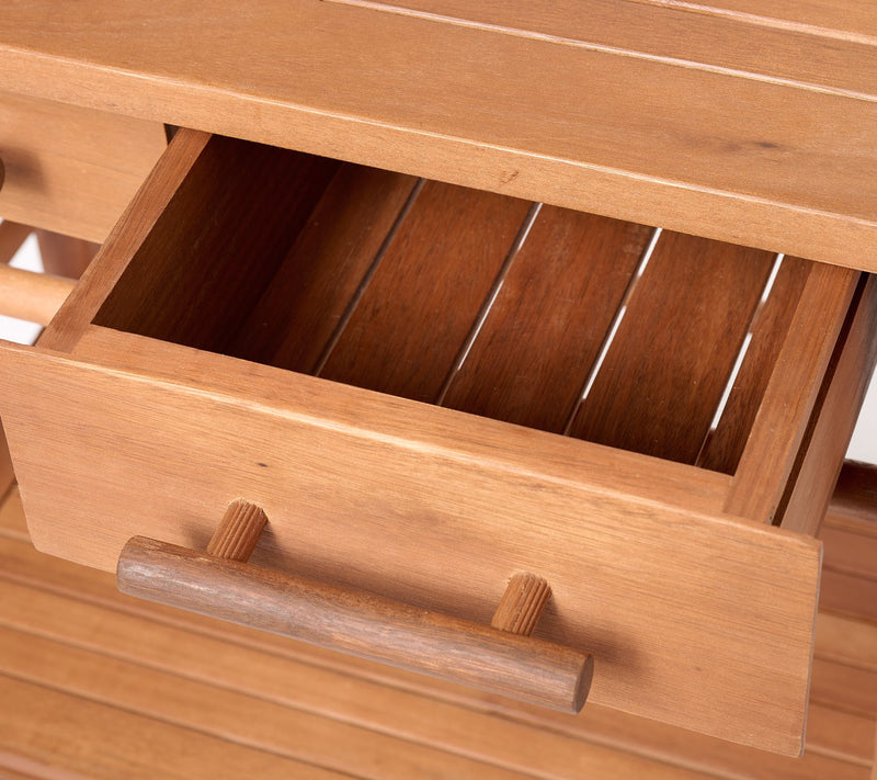 Compass Home Eucalyptus Wood Rolling Cart — View 4