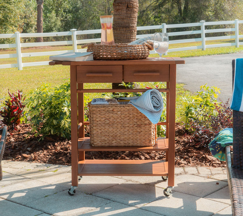 Compass Home Eucalyptus Wood Rolling Cart — View 8