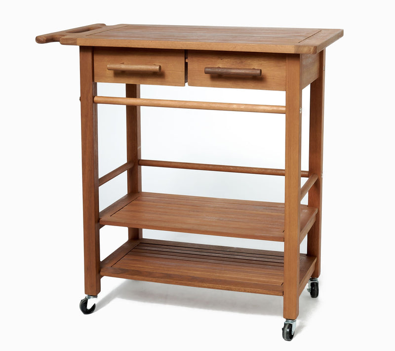 Compass Home Eucalyptus Wood Rolling Cart — View 3
