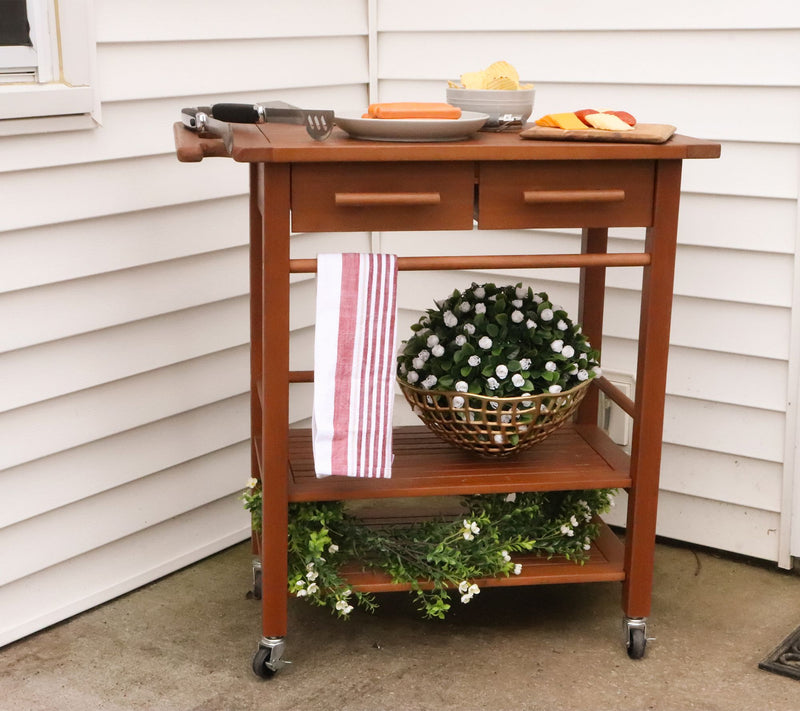 Compass Home Eucalyptus Wood Rolling Cart — View 6