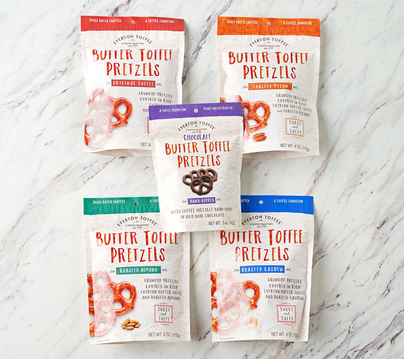 Everton Toffee (5) 4 oz. Bags of Hand Rolled Butter Toffee Pretzels — View 2