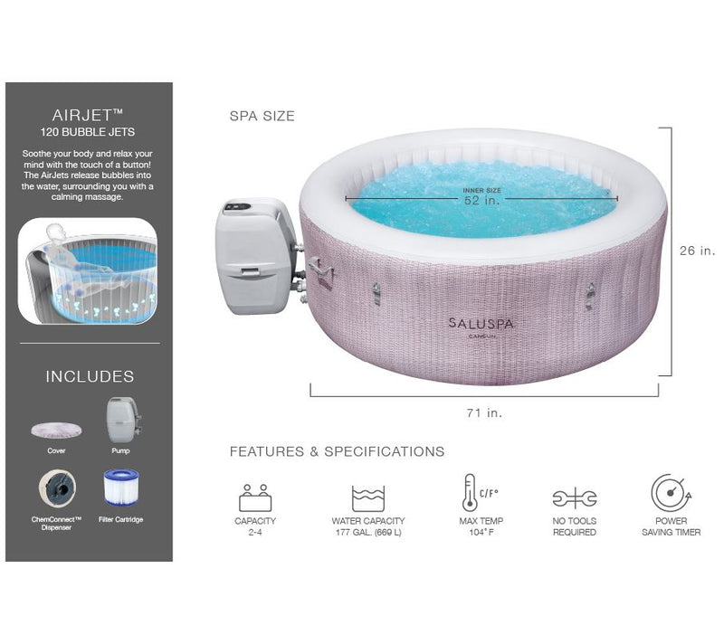 Cancun by Bestway 2-4 Person Inflatable Heated Hot Tub — View 5