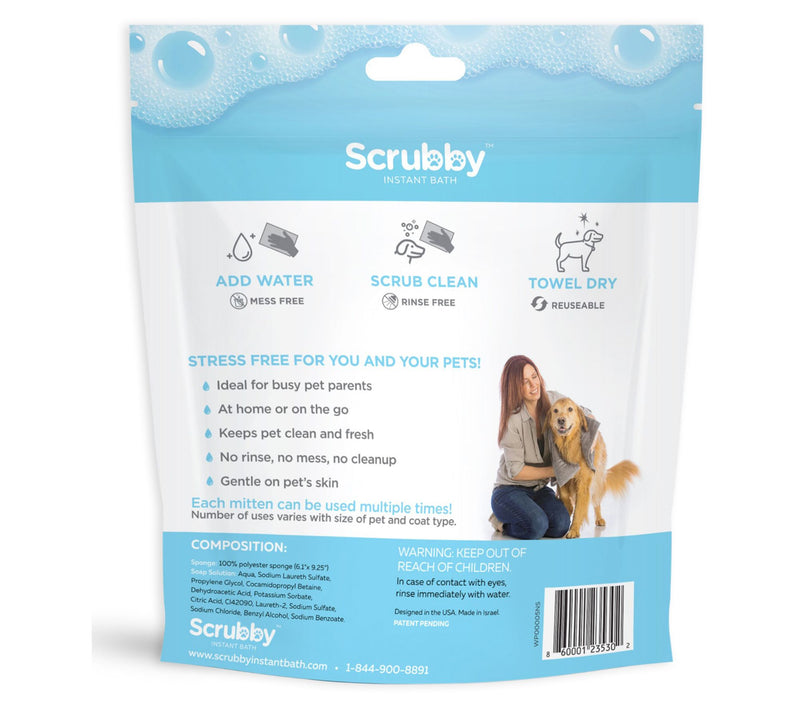 Scrubby Pet 15-Pk Rinse Free On-the-Go Shampoo Pet Mittens — View 3