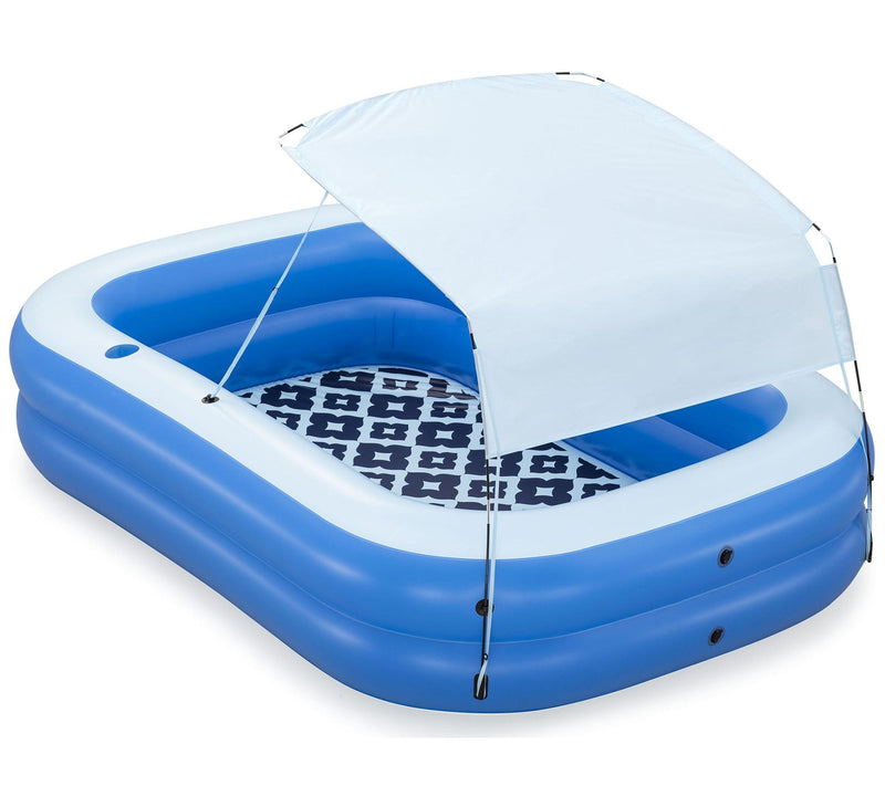 H2O GO! Summer Bliss Shaded Inflatable 8ft Family Pool w/ Cupholders — View 4