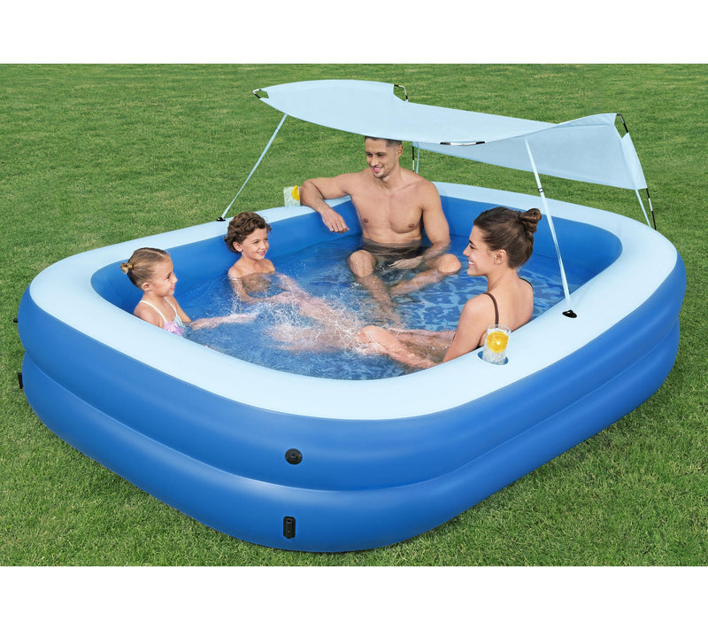 H2O GO! Summer Bliss Shaded Inflatable 8ft Family Pool w/ Cupholders — View 6