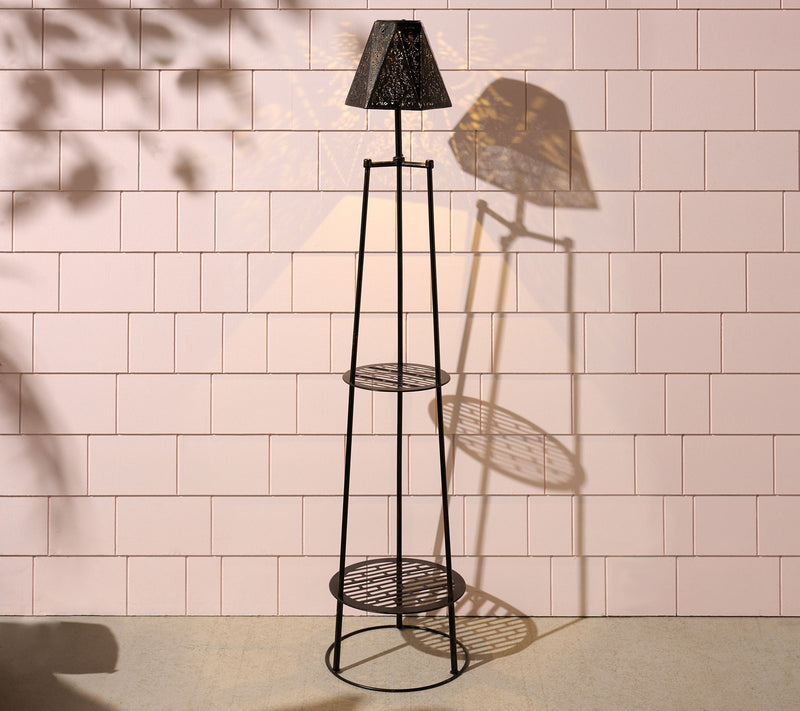 Garden Reflections Outdoor Solar Floor Lamp Plant Stand — View 5