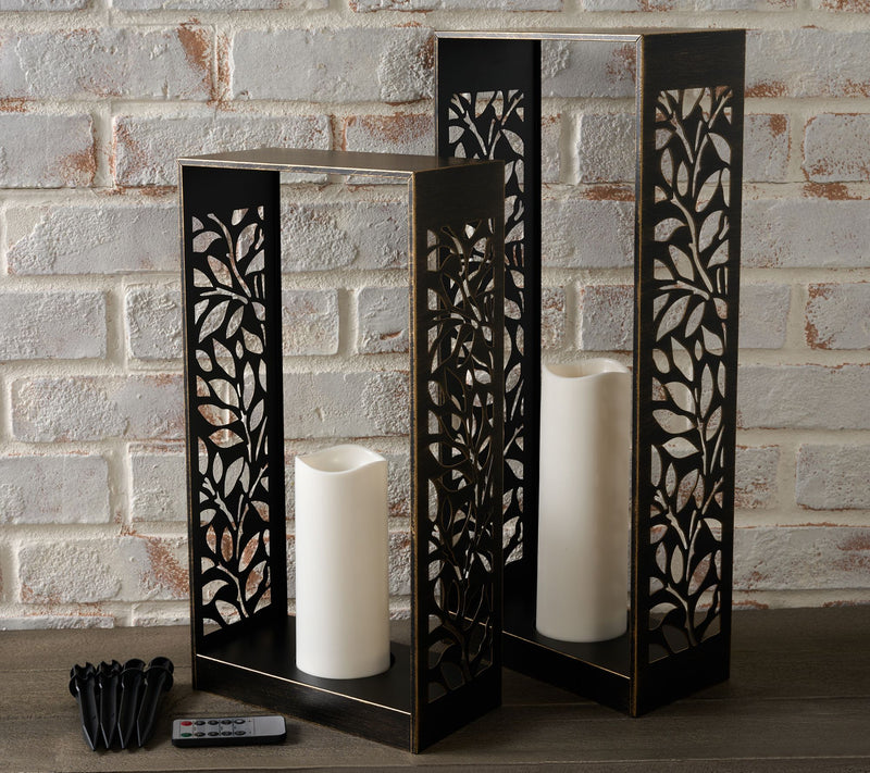 Garden Reflections Set of 2 Metal Lanterns with Candles — View 4