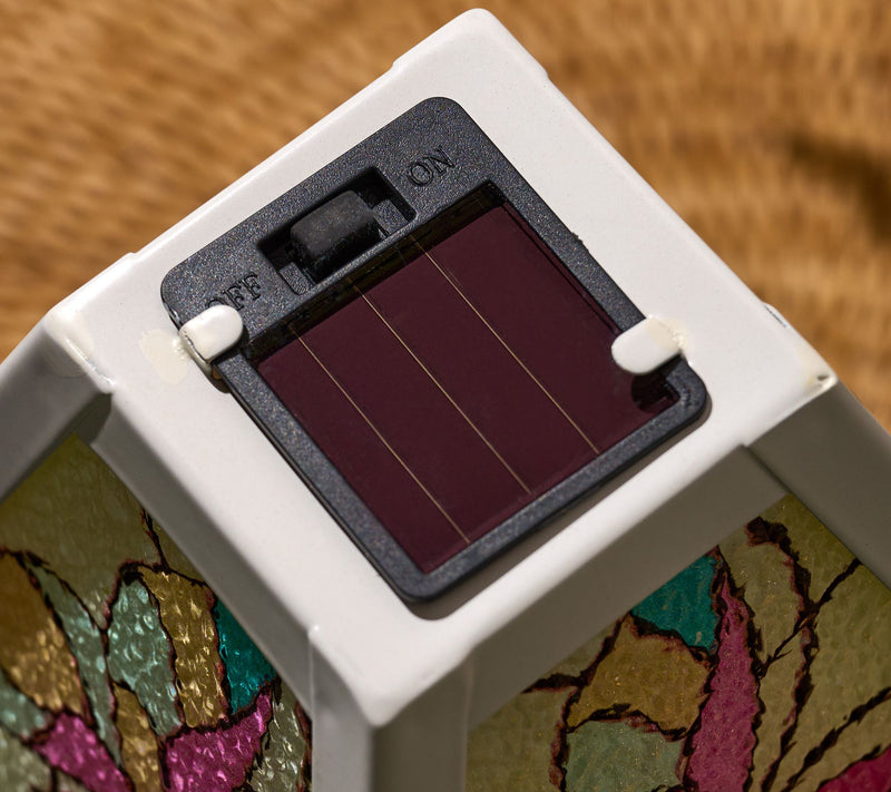 Garden Reflections Solar Faux Stained Glass Table Lamp — View 12