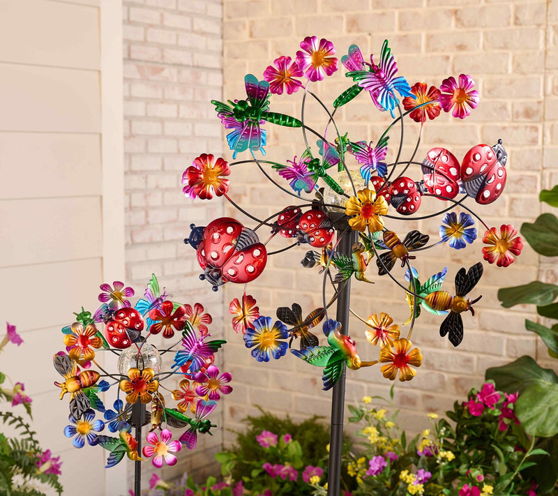 Temp-tations Outdoors Set of 2 Wind Spinners with Solar Lights — View 5