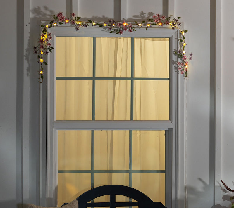 Plow & Hearth Battery Operated Metal Floral Garland — View 8